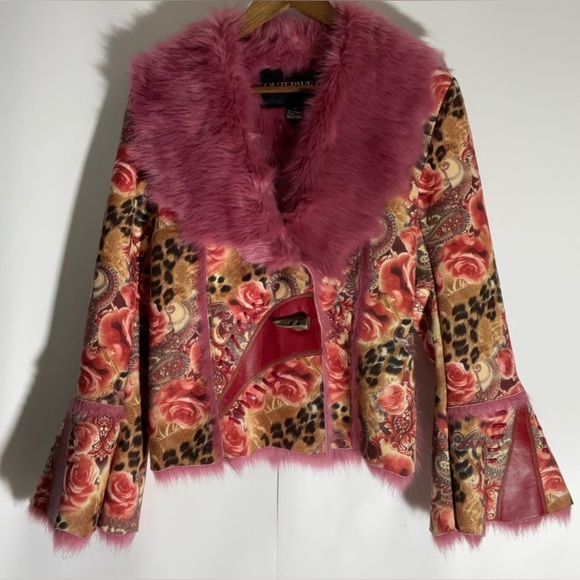 Vintage 90s Pink Faux Fur Women's Jacket - Picture 2 of 4